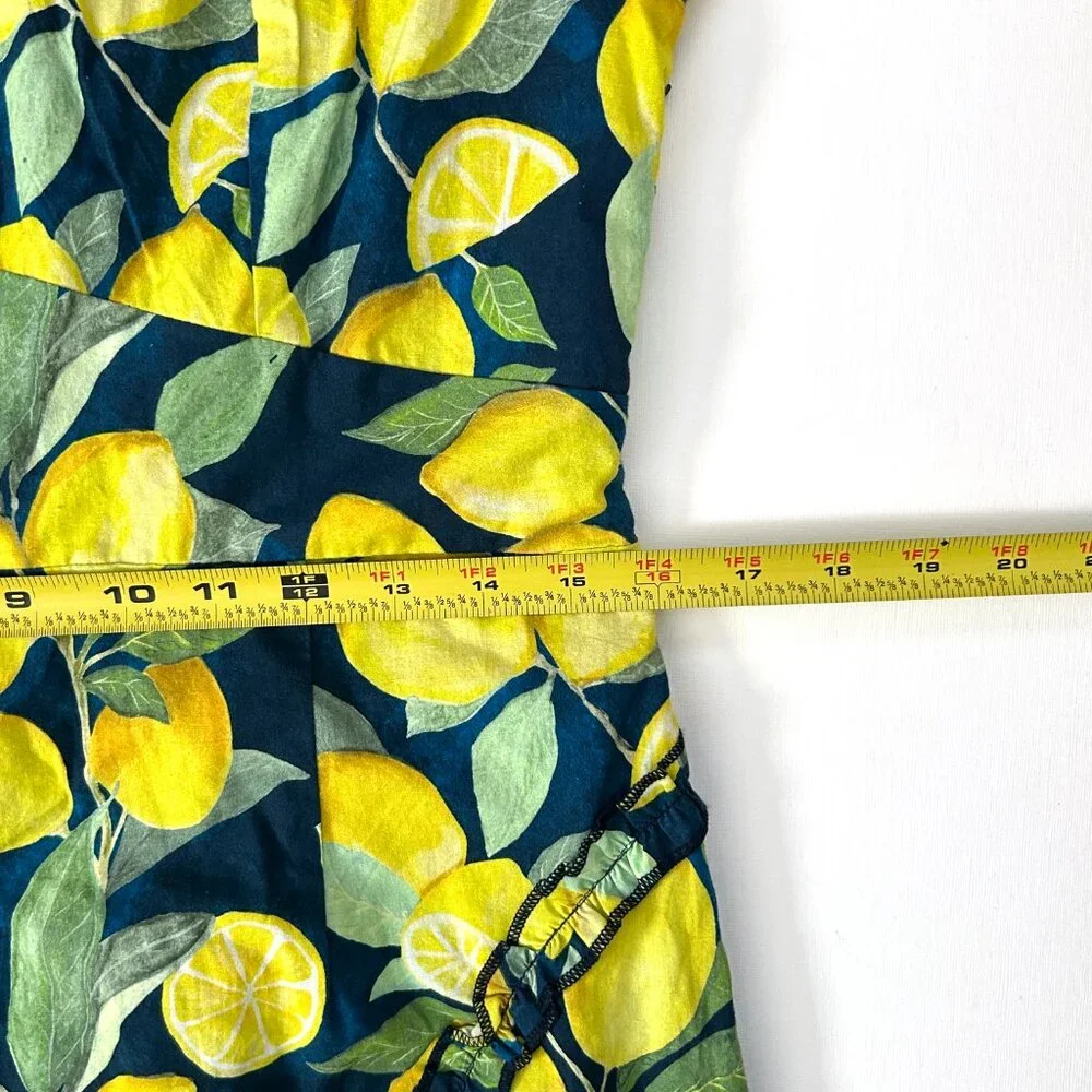 Hope & Ivy Lemon Print Puff Sleeve Midi Dress Mediterranean Cottagecore Size 14 - Picture 5 of 12